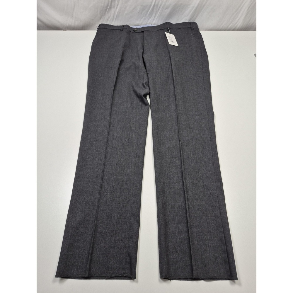 Hickey Freeman Wool Pants Men's 44x36 Gray Flat Front Straight Unhemmed NWT